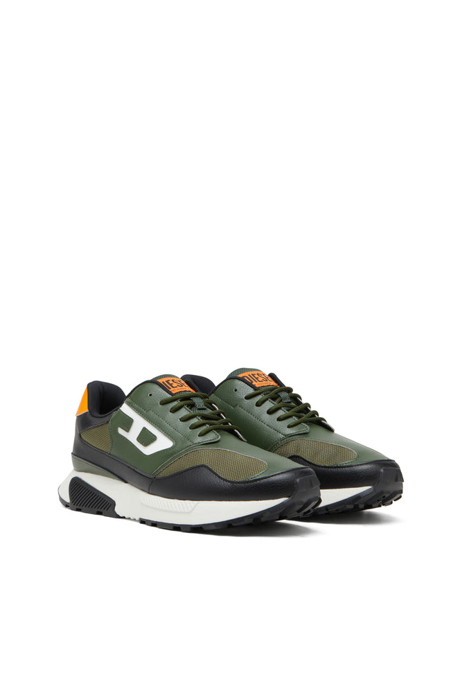 Diesel Mens S-Tame-D Running Black And Green And Orange Sneaker