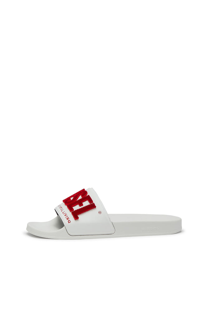 Diesel Mens Mayemi Sa Flock Sandals In White