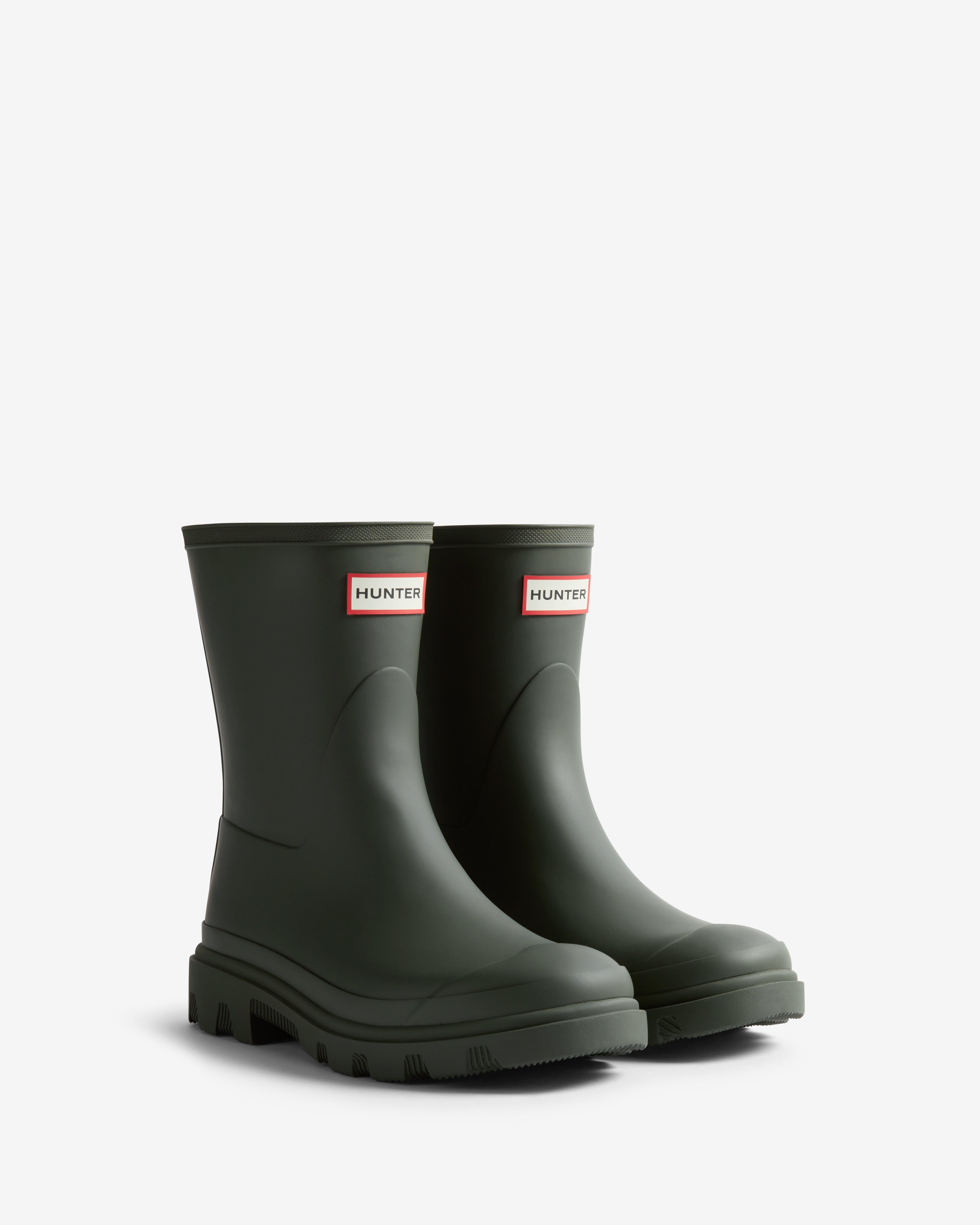 Hunter Womens Downpour Short Boots In Dark Olive