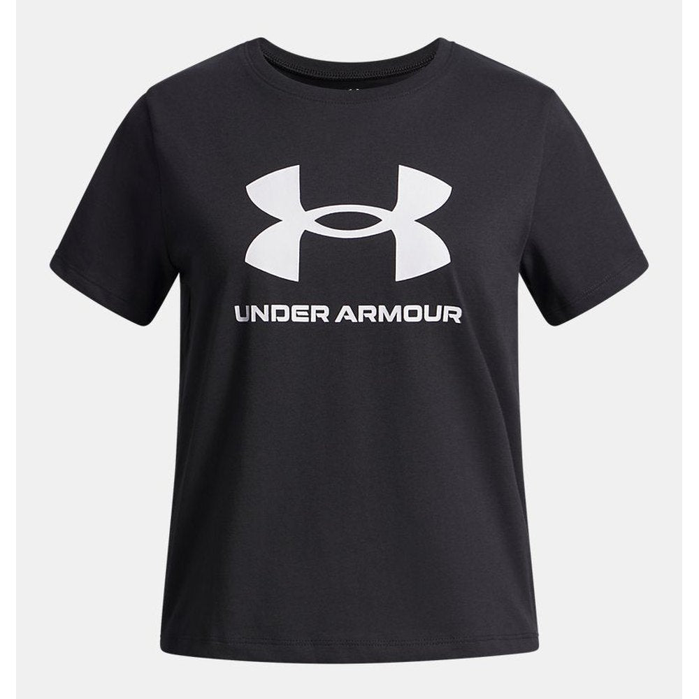 Under Armour Girls Big Logo Short Sleeves T-Shirt In Black/White