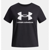 Under Armour Girls Big Logo Short Sleeves T-Shirt In Black/White