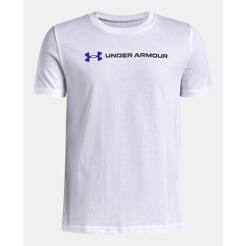Under Armour Kids Logo Wordmark Short Sleeve T-Shirt In White
