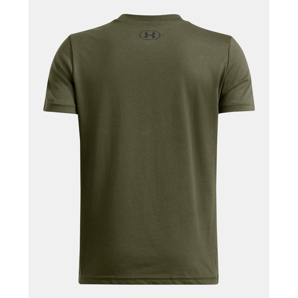 Under Armour Boys Logo Wordmark Short Sleeves T-Shirt In Marine Green