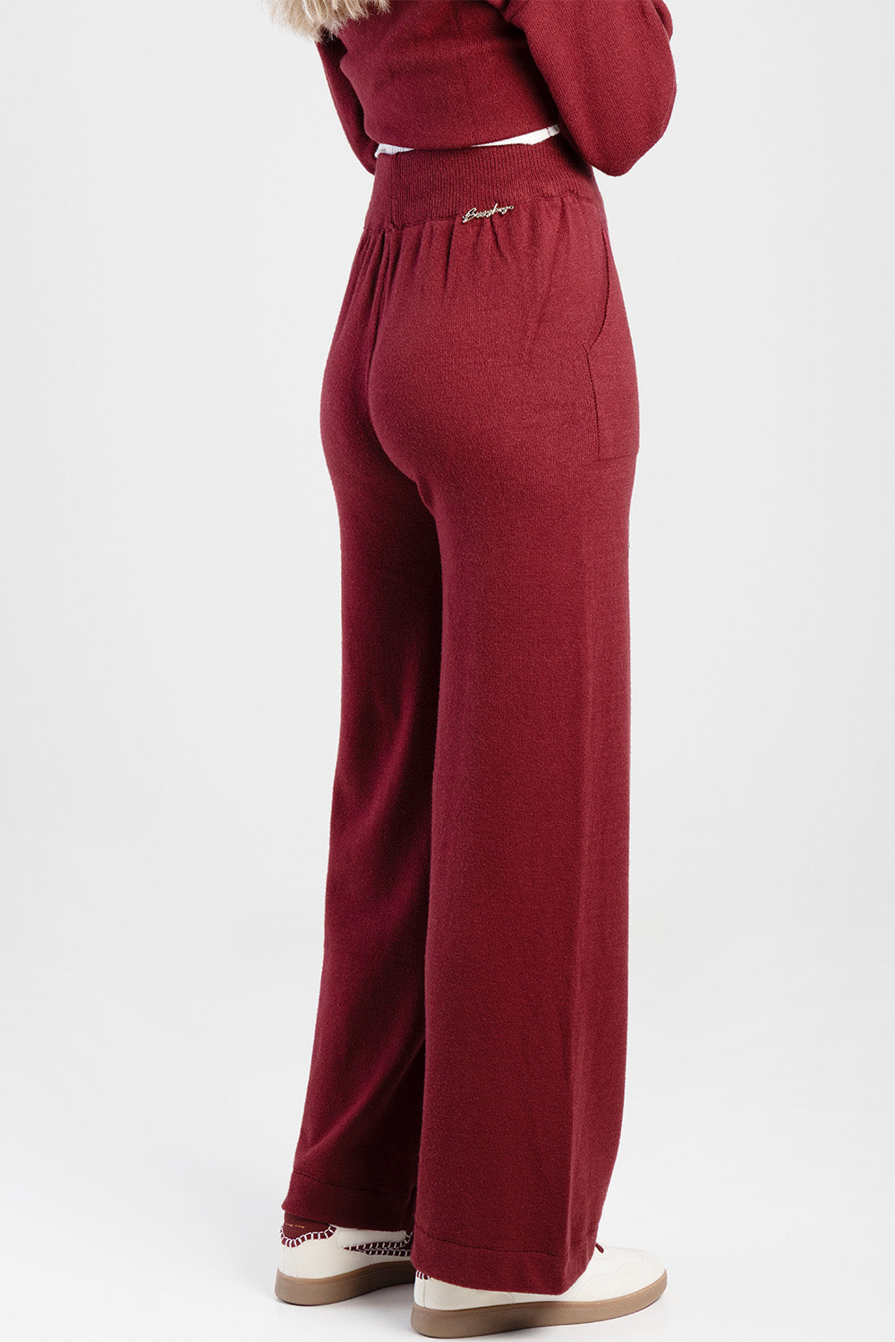Sissyboy Womens Beckett Wide Leg Knit pants In Burgandy