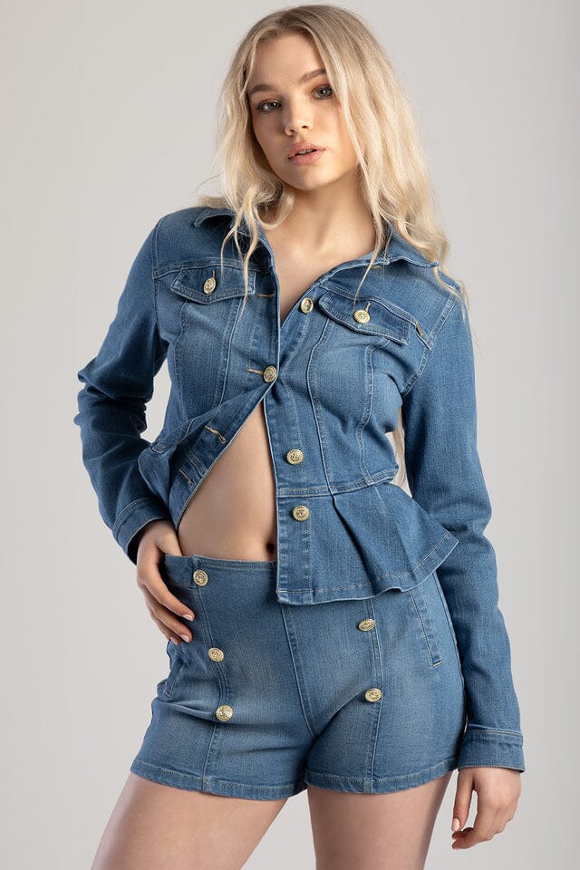 Sissyboy Ladies High Waist Flat Fron Shorts In Light Vintage