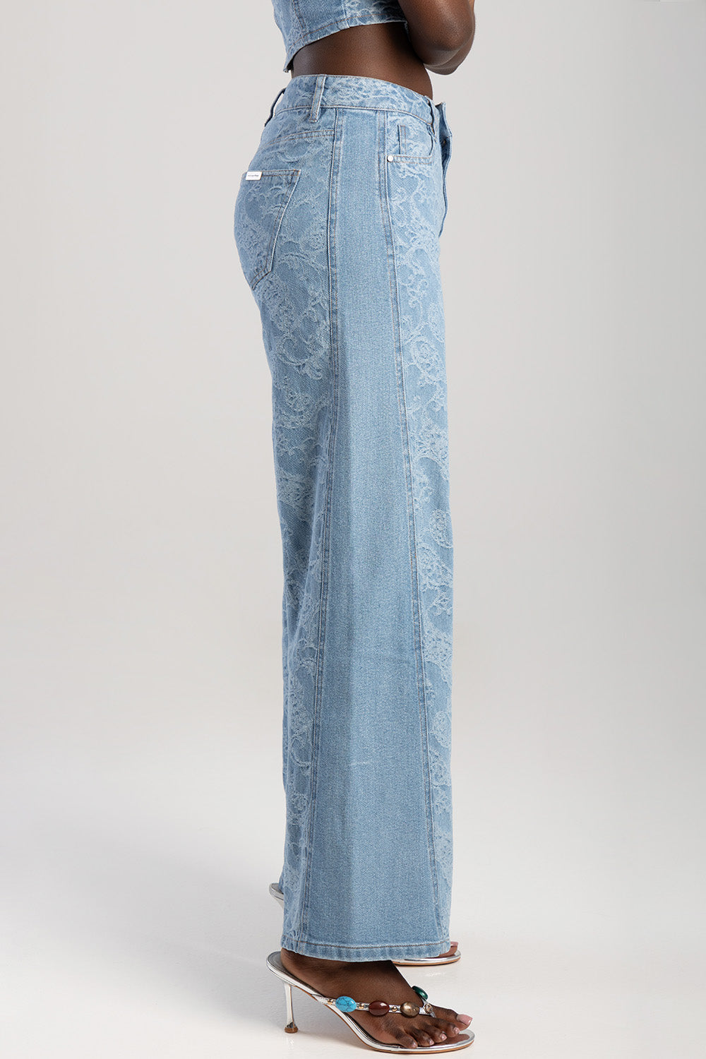 Sissyboy Womens High Waisted Wide Leg Jeans In Medium Vintage