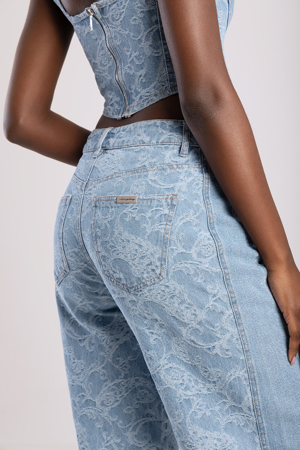 Sissyboy Womens High Waisted Wide Leg Jeans In Medium Vintage