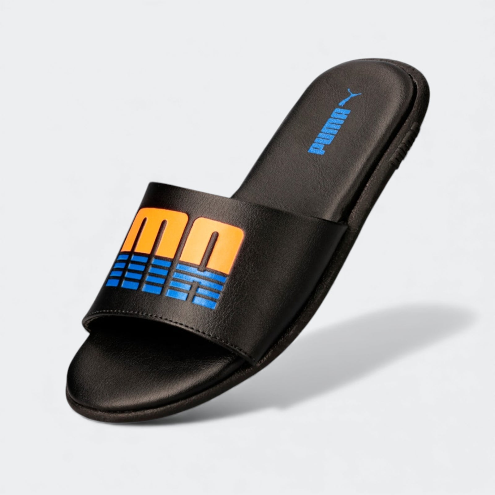 Puma Boys Sporty PU Junior Slides In Black Multi