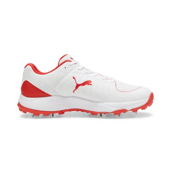 Puma Mens Spike Cricket Shoes In White/Red