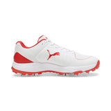Puma Mens Spike Cricket Shoes In White/Red
