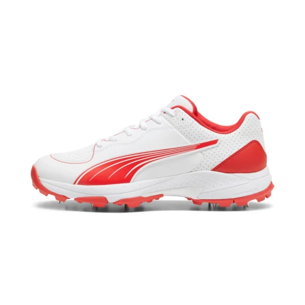Puma Mens Spike Cricket Shoes In White/Red