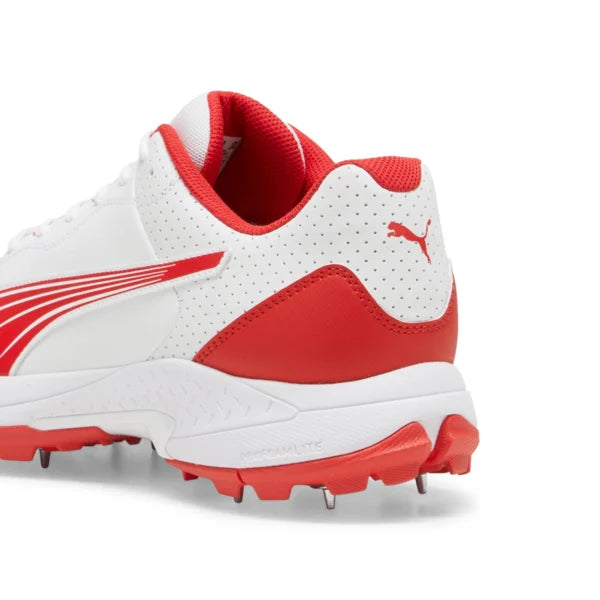 Puma Mens Spike Cricket Shoes In White/Red