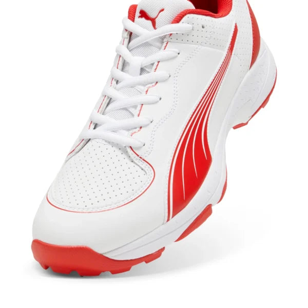 Puma Mens Spike Cricket Shoes In White/Red