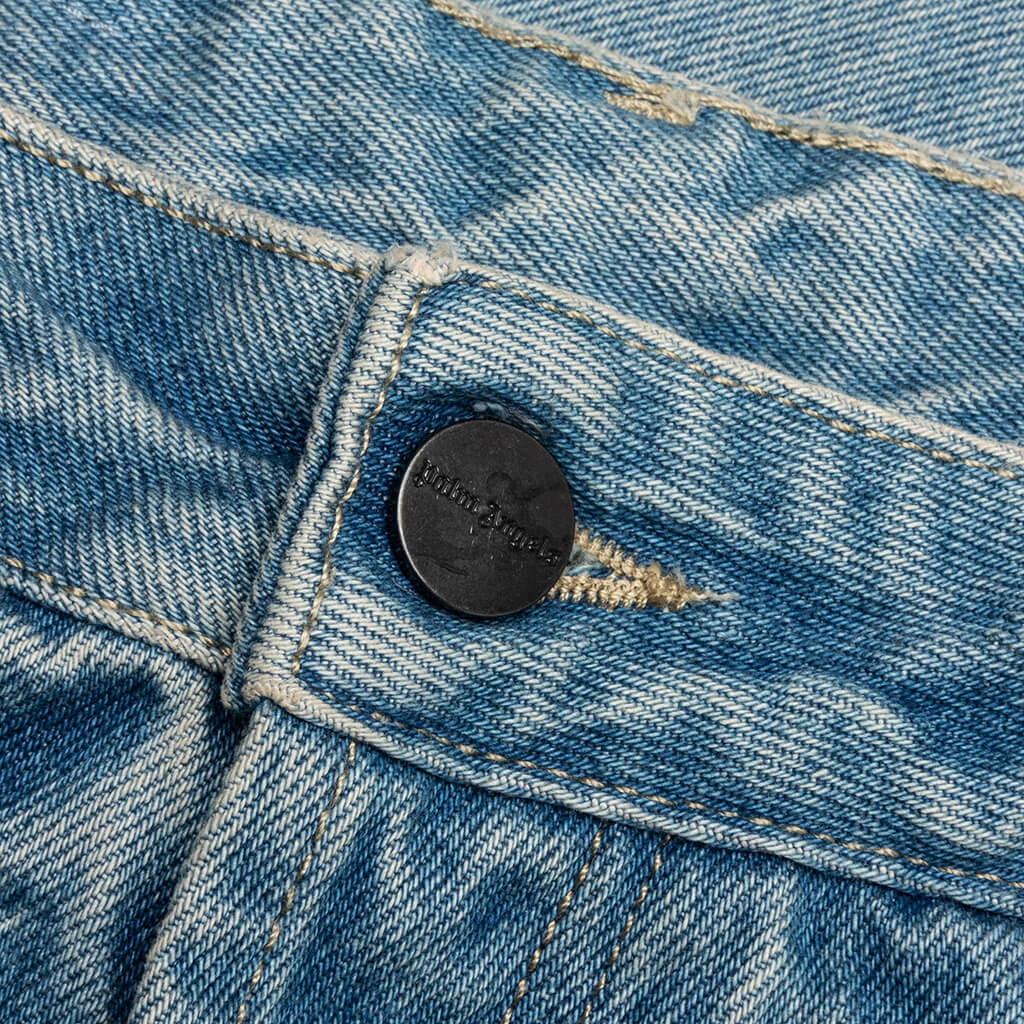 Palm Angels Womens Logo Patch Classic Jeans In Denim Blue