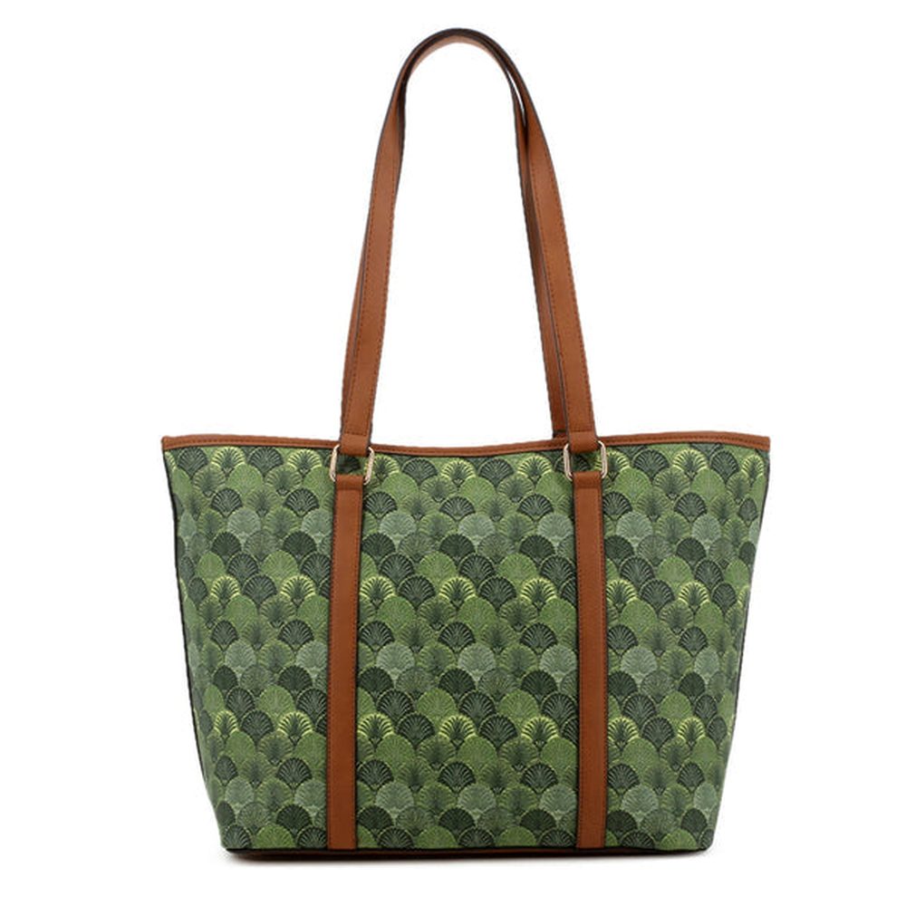 Pierre Cardin Womens Cleo Printed Tote Bag In Green/Tan