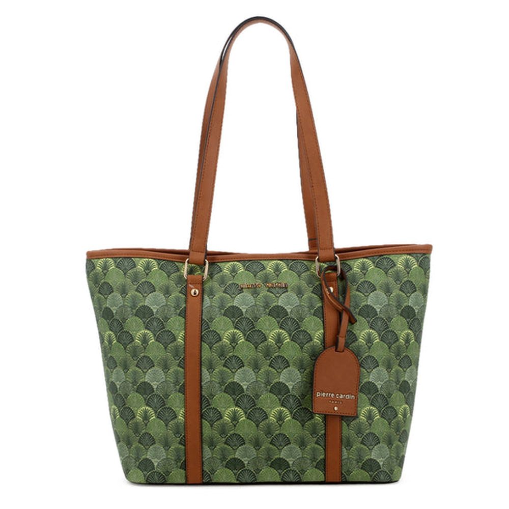 Pierre Cardin Womens Cleo Printed Tote Bag In Green/Tan