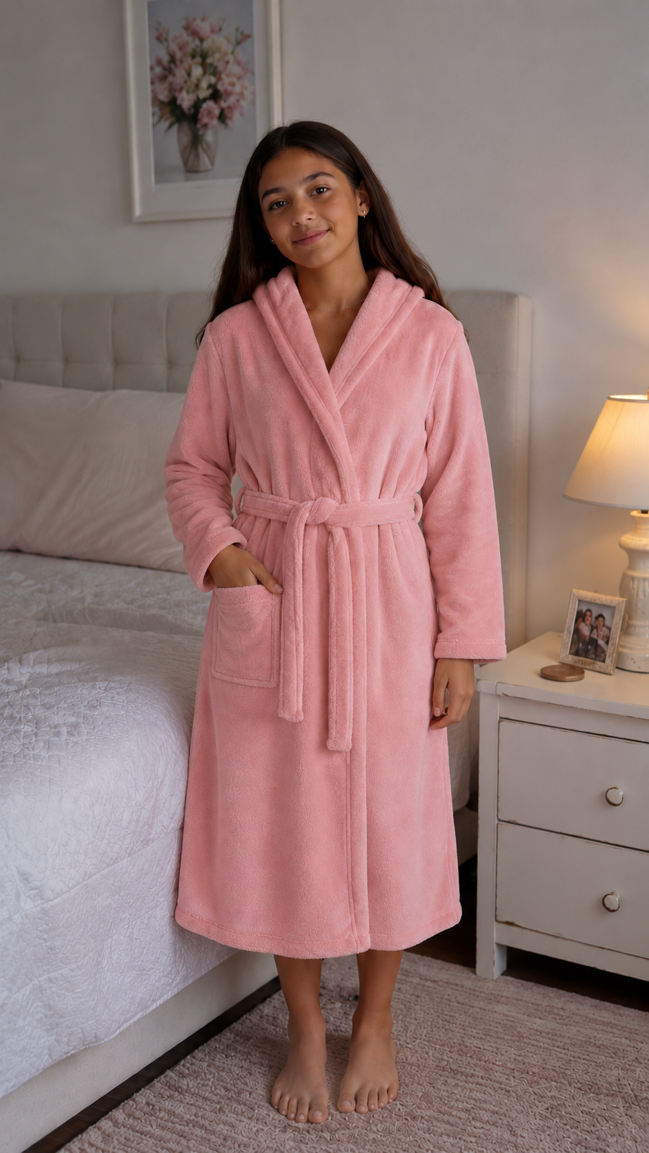 Comet Kids Girls Hooded Gown In Pink
