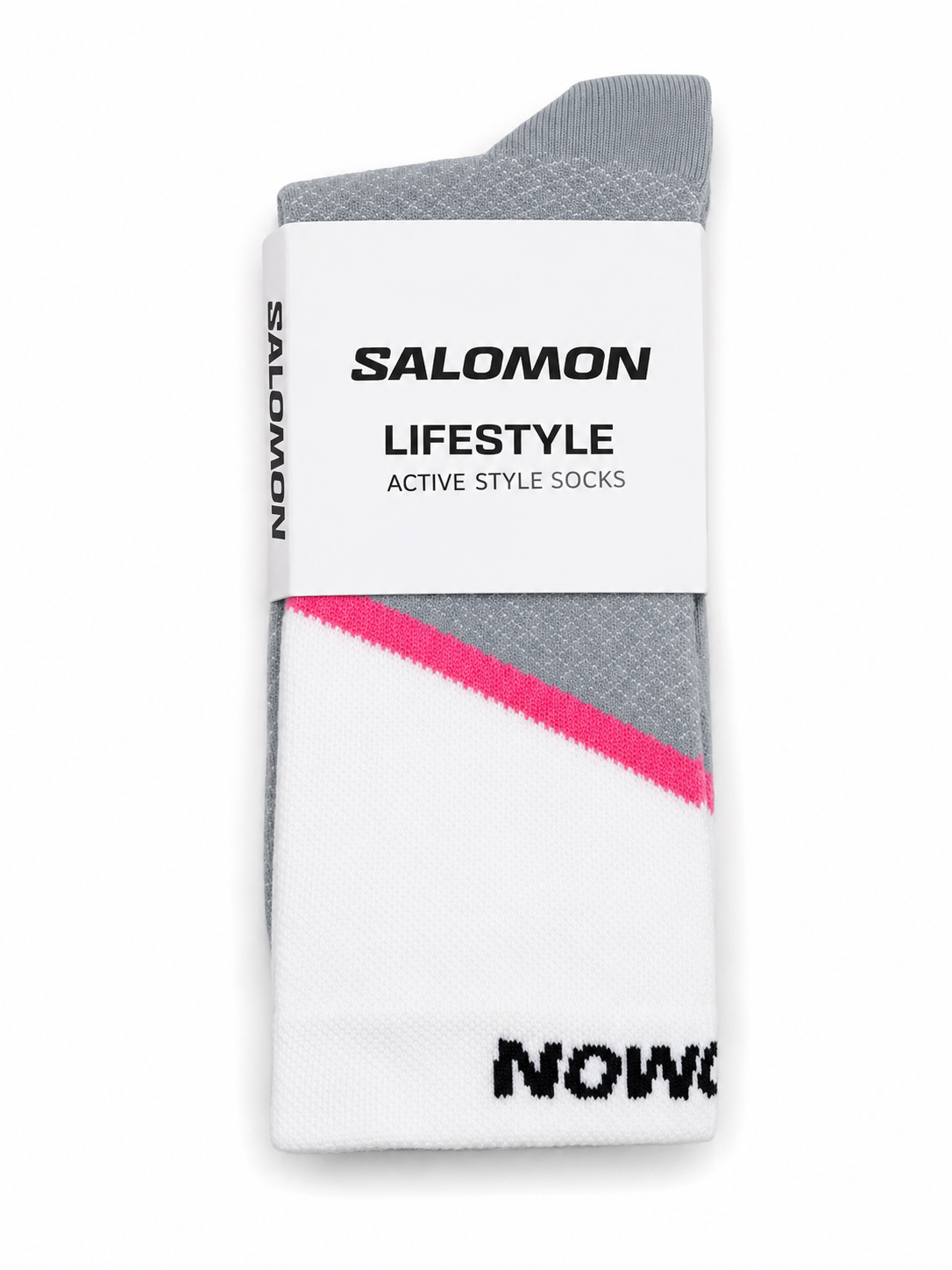 Salomon Mens Pulse Crew Lifestyle Socks In Sharkskin/Pink Glo