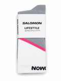 Salomon Mens Pulse Crew Lifestyle Socks In Sharkskin/Pink Glo