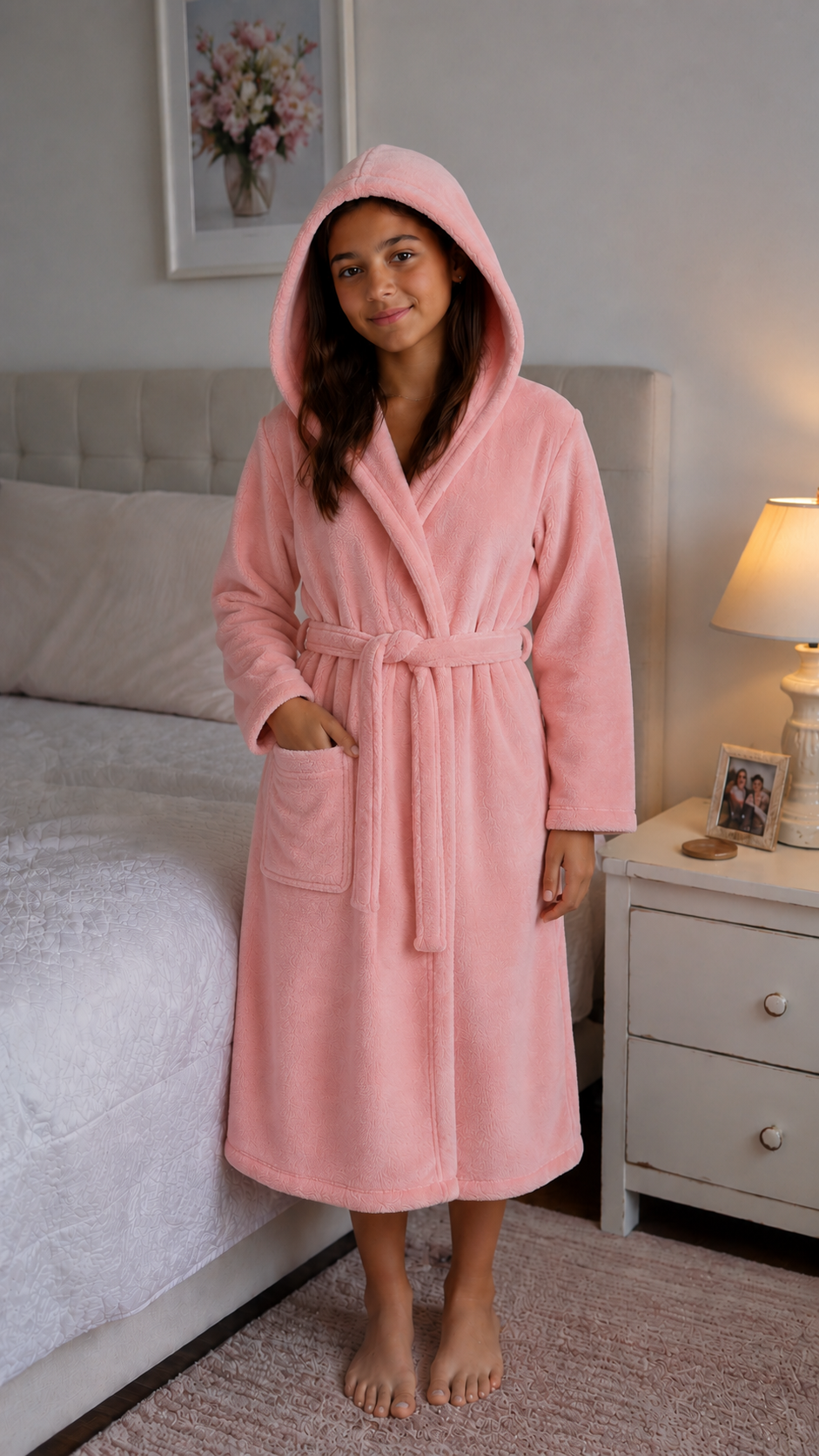Comet Kids Girls Hooded Gown In Pink