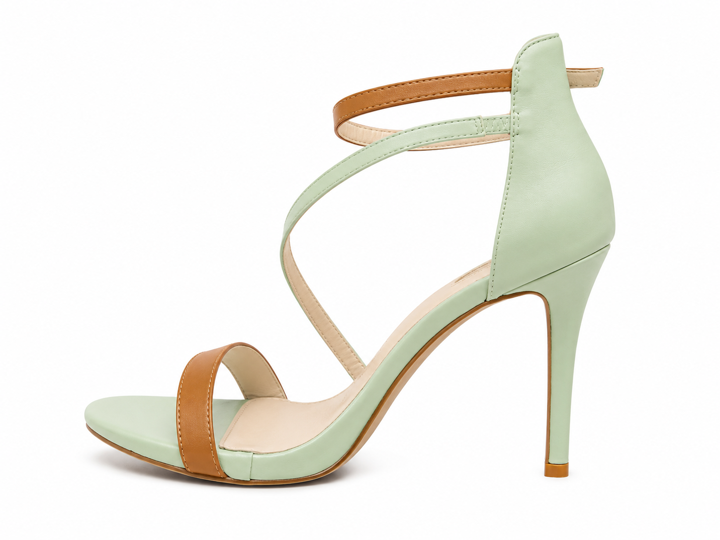 Plum Footwear Ladies Lindsy Heels In Mint/Tan