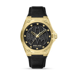 Police Mens Batwing Watch In Black And Gold