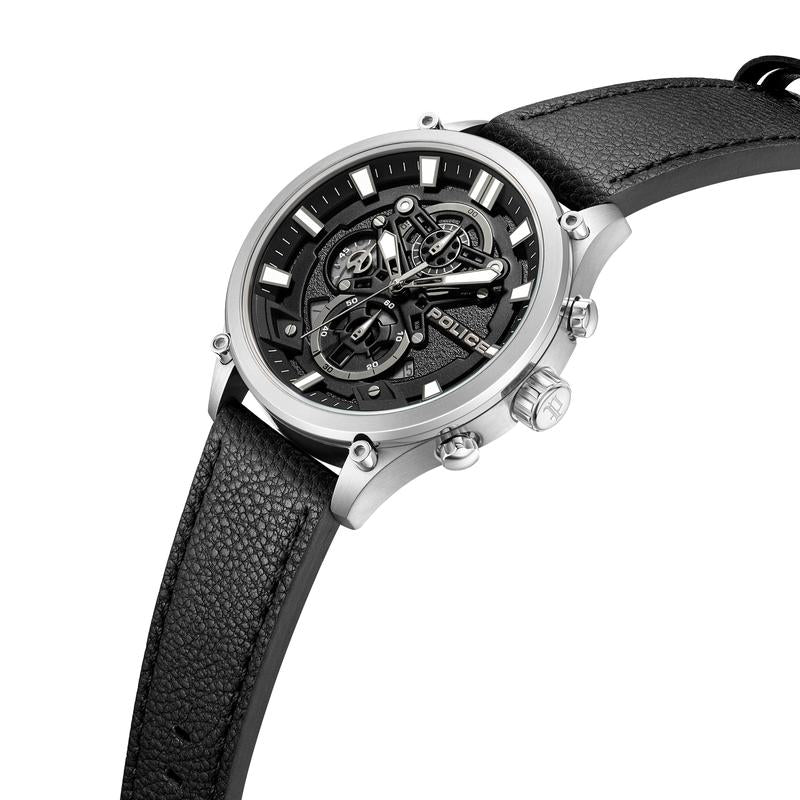 Police Ss Black Leather Strap