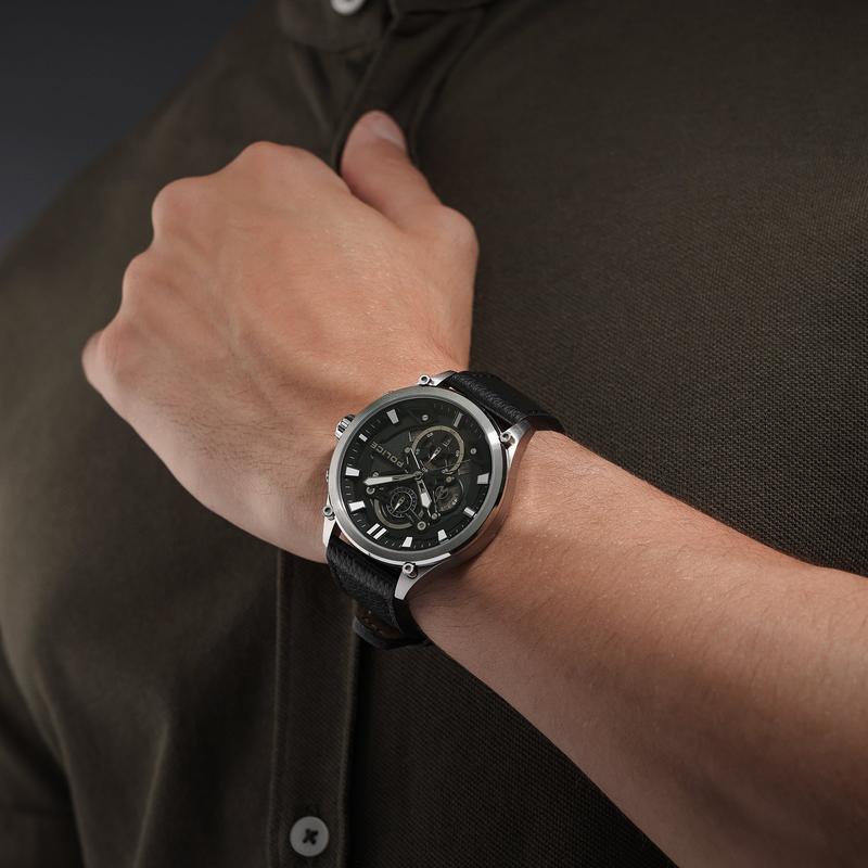 Police Ss Black Leather Strap