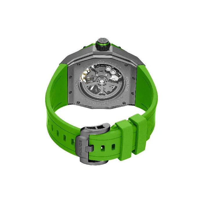 Police Dayton Silver Black Green Silicone
