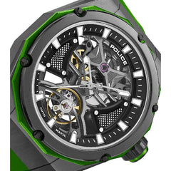 Police Dayton Silver Black Green Silicone