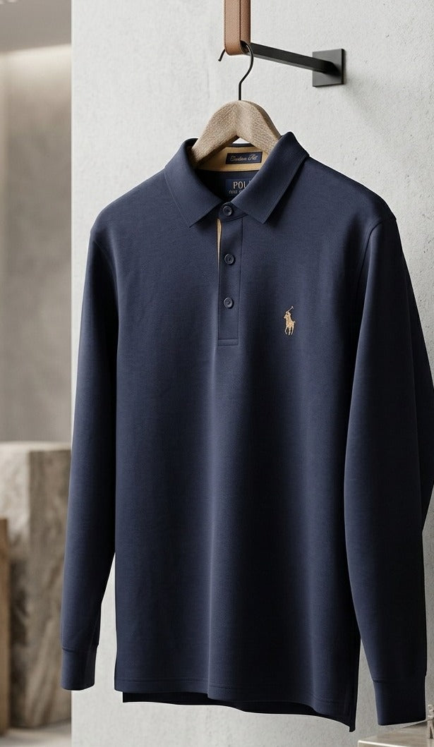 Polo Double Face Ls Golfer Navy