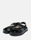 Polo Womens Jacquard Moulded Trim Sandal Black