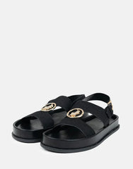 Polo Womens Jacquard Moulded Trim Sandal Black