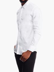 Polo Mens Easy Care Textured Long Sleeves Shirt White