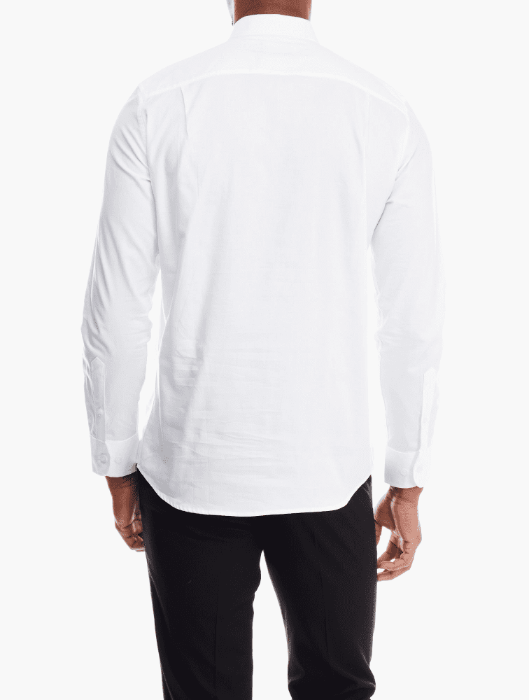 Polo Mens Easy Care Textured Long Sleeves Shirt White