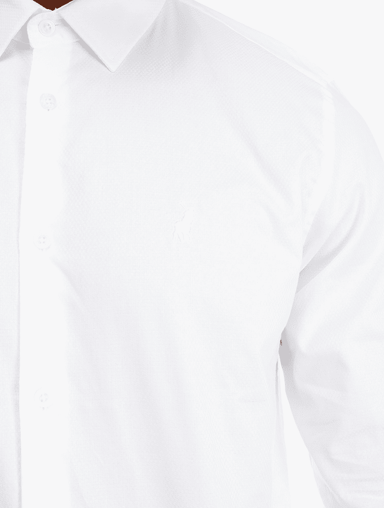 Polo Mens Easy Care Textured Long Sleeves Shirt White