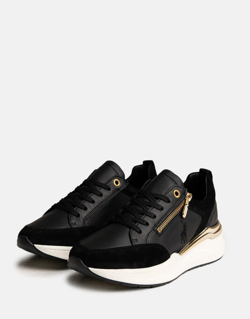 Polo Ladies Zip Sneakers In Black