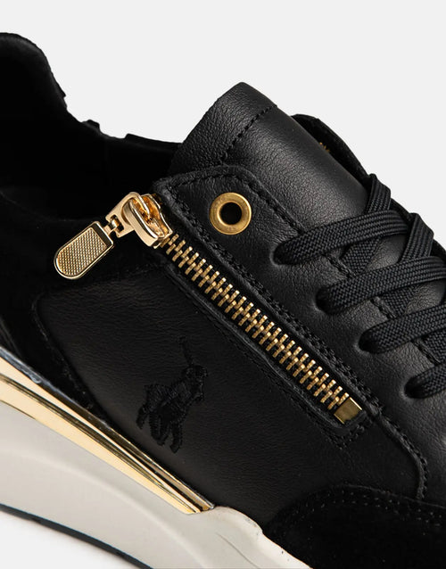 Polo Ladies Zip Sneakers In Black