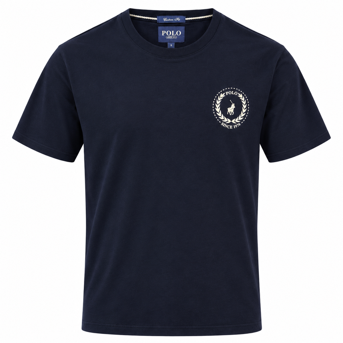 Polo Mens Crew Printed Short Sleeve In T-Shirt In Navy