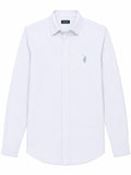 Polo Mens Long Sleeves Plain Linen Blend Shirt In Blue