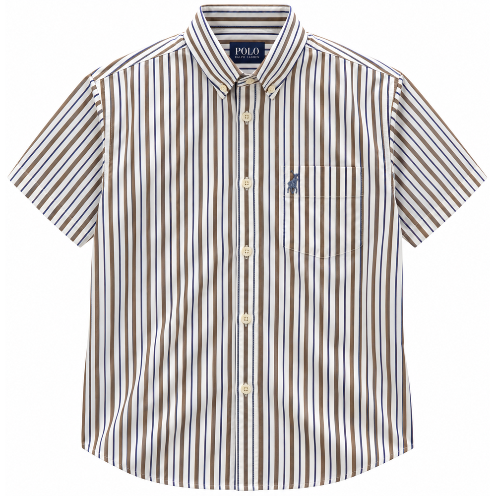 Polo Mens Short Sleeve Variegated Shirt In Brown