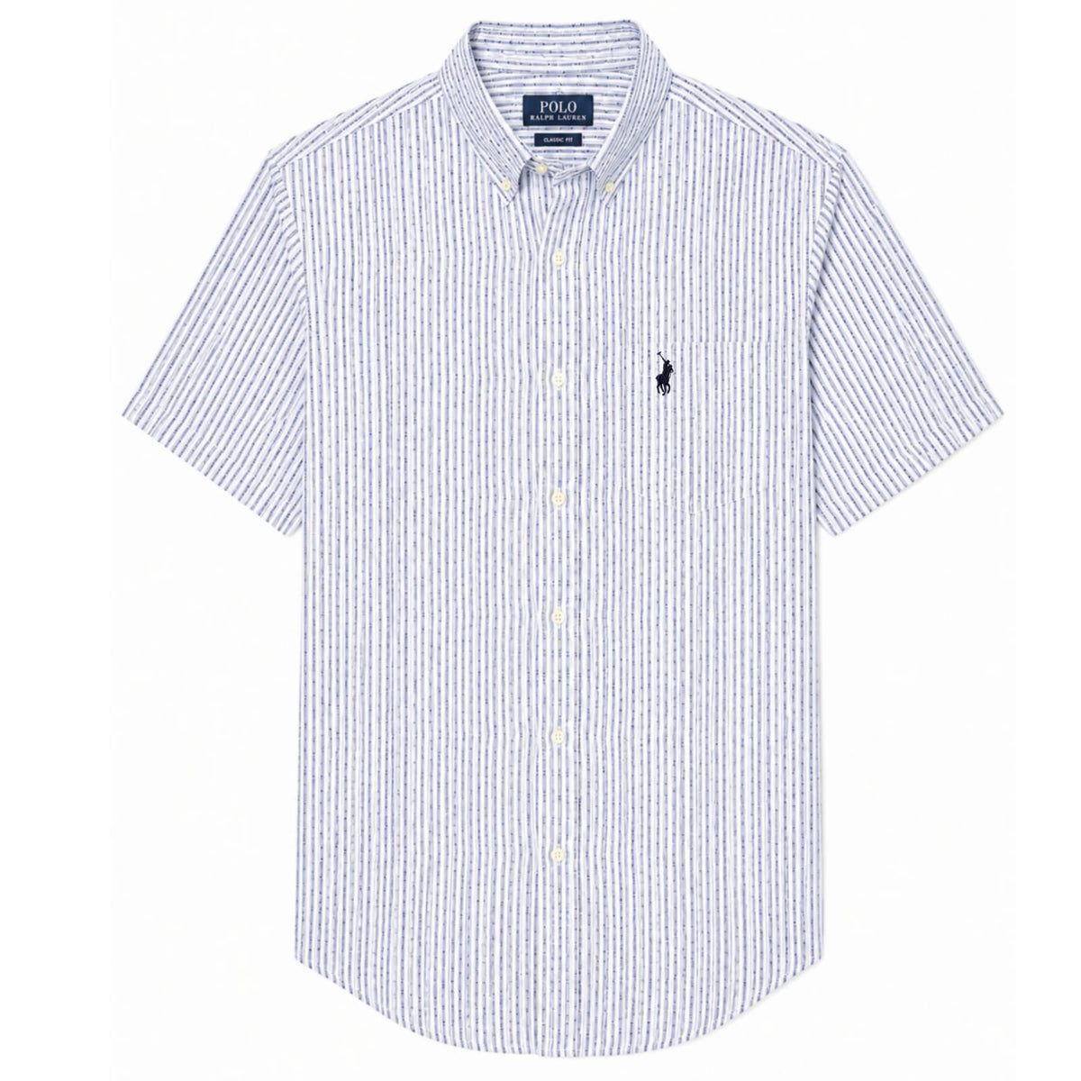 Polo Mens Short Sleeves Stripe Shirt In Blue
