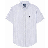 Polo Mens Short Sleeves Stripe Shirt In Blue