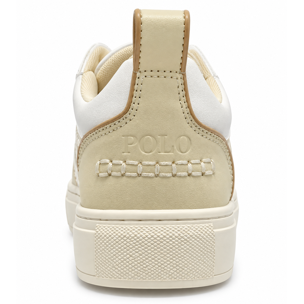 Polo Womens Block Monogram Sneakers In Stone