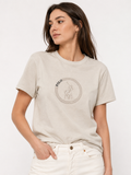Polo Womens Jenny Short Sleeves Circle Print T-Shirt In Oatmeal