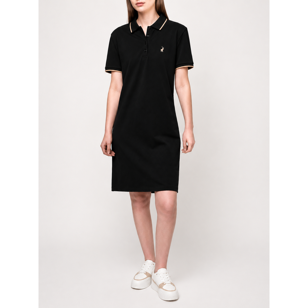 Polo Womens Leah Short Sleeves Golfer Dress In Black Multi