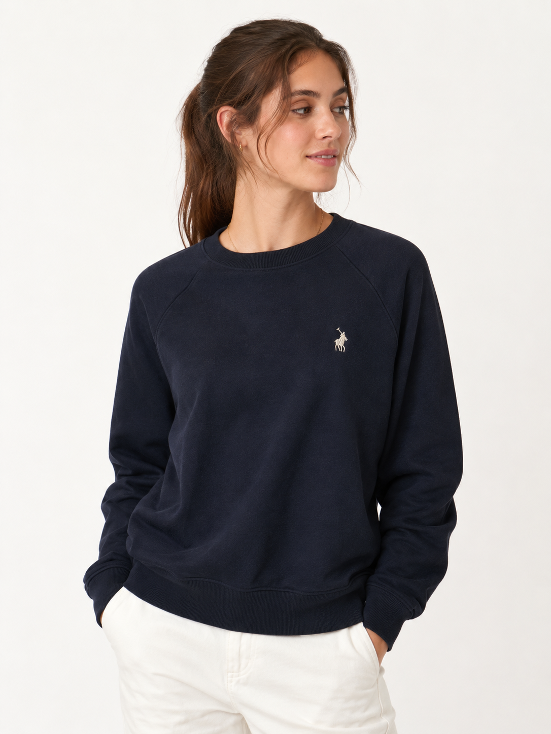 Polo Womens Sophia Long Sleeves Sweatshirt In Navy