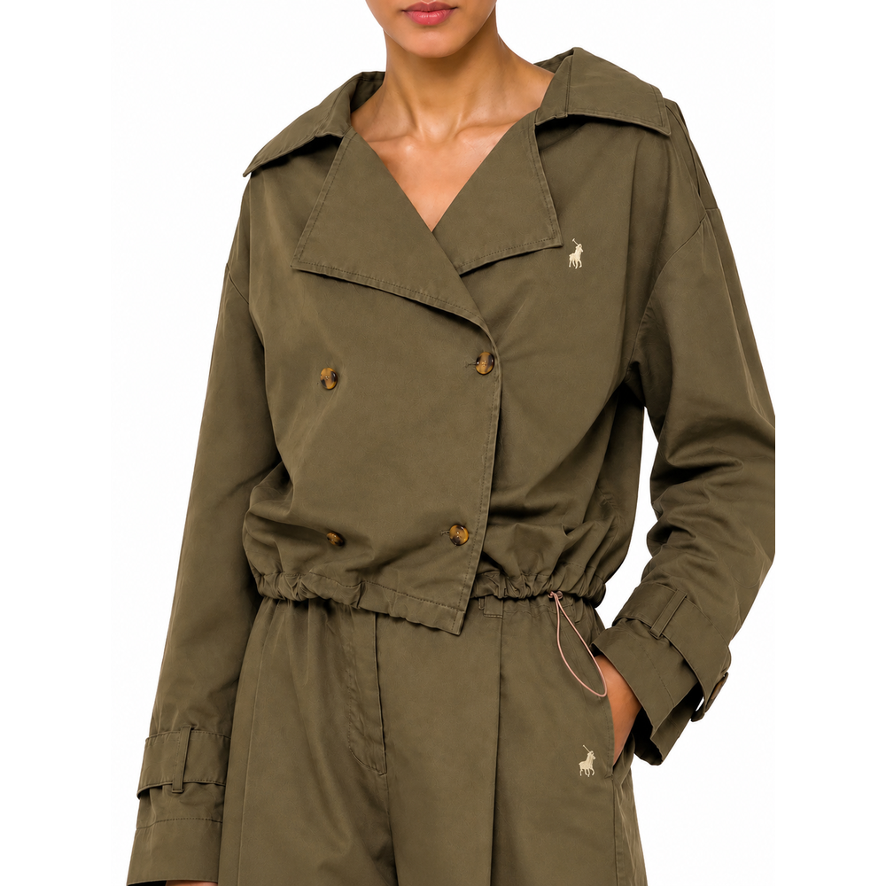 Polo Womens Kayla Long Sleeve Twill Safari Jacket In Olive