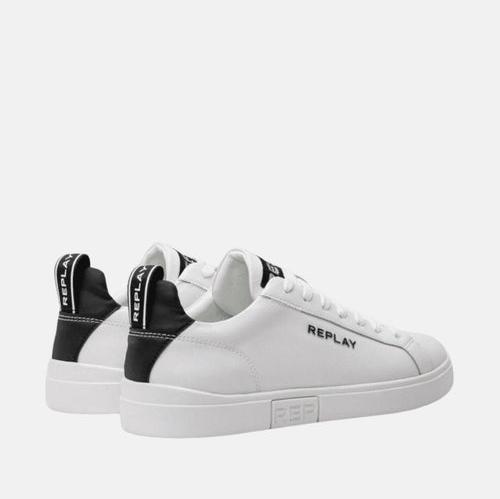 Replay Mens Polys Logo Shoes White And Black