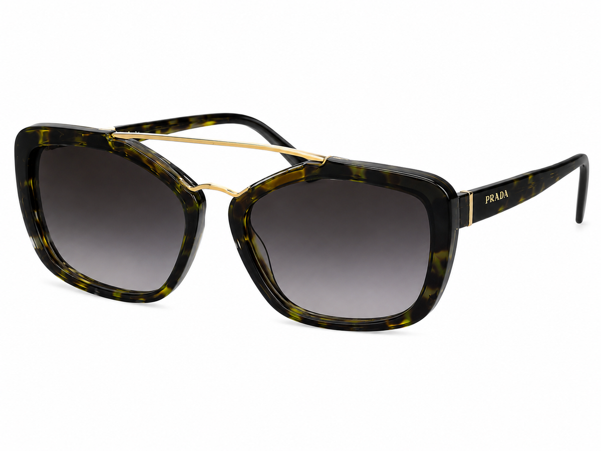 Prada Square Gold Trim Sunglasses In Tortoise